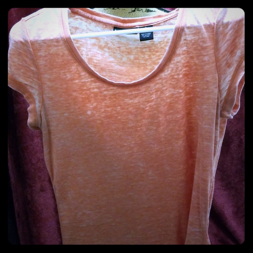 NWOT distressed looking salmon/orange top